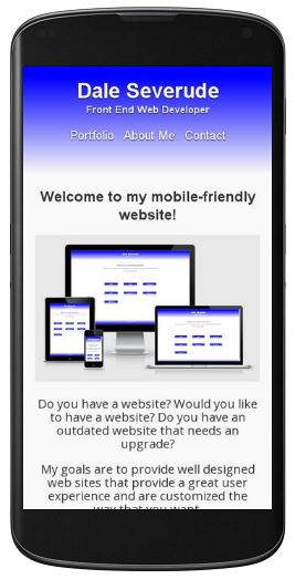 Mobile view of website